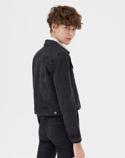 Oversized jacket with denim panels