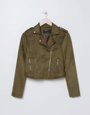 Faux suede biker jacket